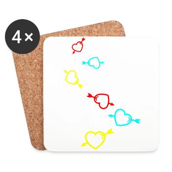 Flèche du symbole du cœur - Dessous de verre (lot de 4) - blanc - Devant