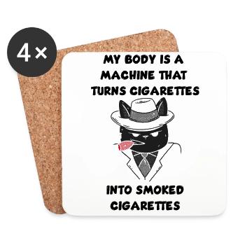 my body is a machine. Smoked cigarettes - Untersetzer (4er-Set) - Weiß - Vorne