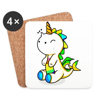 Licorne Dino - Dessous de verre (lot de 4) - blanc - Devant
