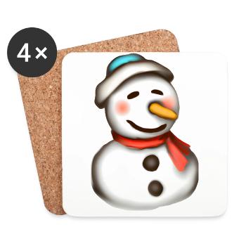 Colorful snowman in the blaze of lights - Coasters (set of 4) - white - Front