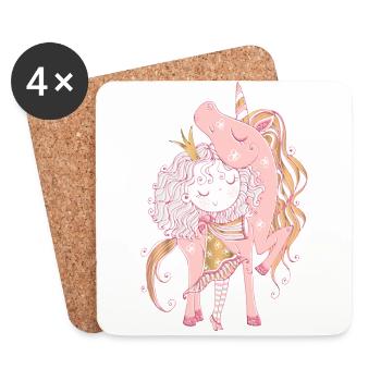 la Licorne et la Princesse : Magie et féérie - Dessous de verre (lot de 4) - blanc - Devant