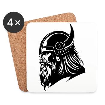 Guerrier viking Head Viking - Dessous de verre (lot de 4) - blanc - Devant