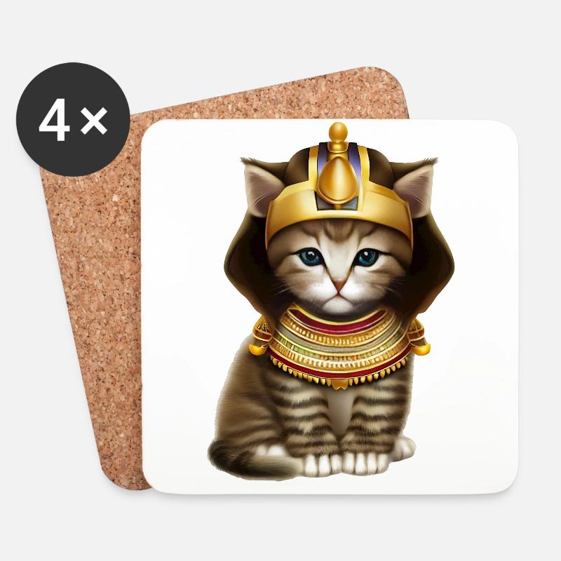 Ägyptischer Pharao Katze - Untersetzer (4er-Set) - Weiß