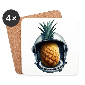 Ananas Astronaut - Untersetzer (4er-Set) - Weiß - Vorne