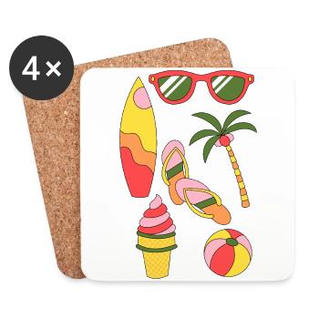 Summer Retro Summer Holiday like ice in the sunshine - Coasters (set of 4) - white - Front