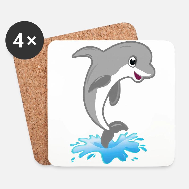 Springender süßer Delfin - Untersetzer (4er-Set) - Weiß