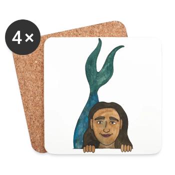Sirène Sirène Sauver les poissons de mer - Dessous de verre (lot de 4) - blanc - Devant