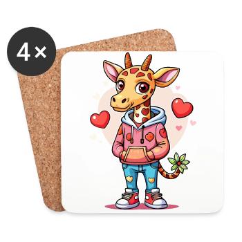 Giraffen-Parade: Coole Giraffe - Untersetzer (4er-Set) - Weiß - Vorne