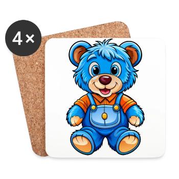 Teddy bleu - Dessous de verre (lot de 4) - blanc - Devant