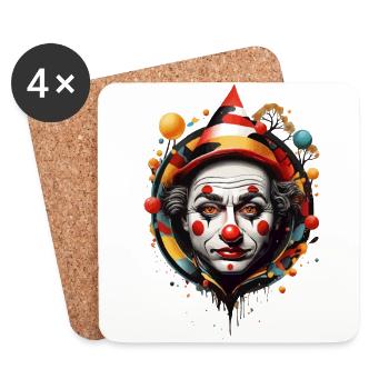 CLOWN’S DREAM: A SURREAL DANCE OF NATURE AND ART - Coasters (set of 4) - white - Front