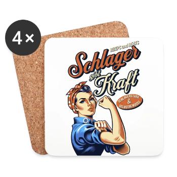 Schlager gibt Kraft - Retro-Design für Schlagerfan - Untersetzer (4er-Set) - Weiß - Vorne