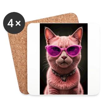 Diva of the cat world - Coasters (set of 4) - white - Front