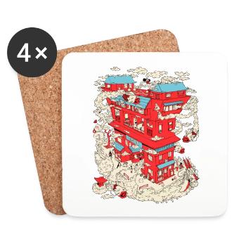 Das Shinto-Viertel - Untersetzer (4er-Set) - Weiß - Vorne