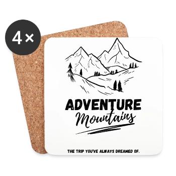 Aventure Montagnes - Berge en plein air - Dessous de verre (lot de 4) - blanc - Devant