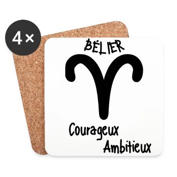 Cadeau pour bélier - Dessous de verre (lot de 4) - blanc - Devant