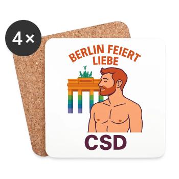 Berlin feiert Liebe CSD Mann - Untersetzer (4er-Set) - Weiß - Vorne