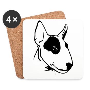 Bull Terrier caricaturé - Dessous de verre (lot de 4) - blanc - Devant