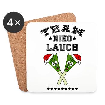 Team Nikolauch Lauch Nikolaus Weihnachten Logo sw - Untersetzer (4er-Set) - Weiß - Vorne
