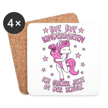 Einhorn Bye Bye Kindergarten Glitzer Schule Rosa - Untersetzer (4er-Set) - Weiß - Vorne