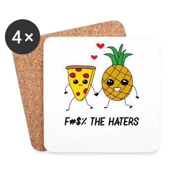 Pizza Hawaii / Fuck the Haters - Untersetzer (4er-Set) - Weiß - Vorne