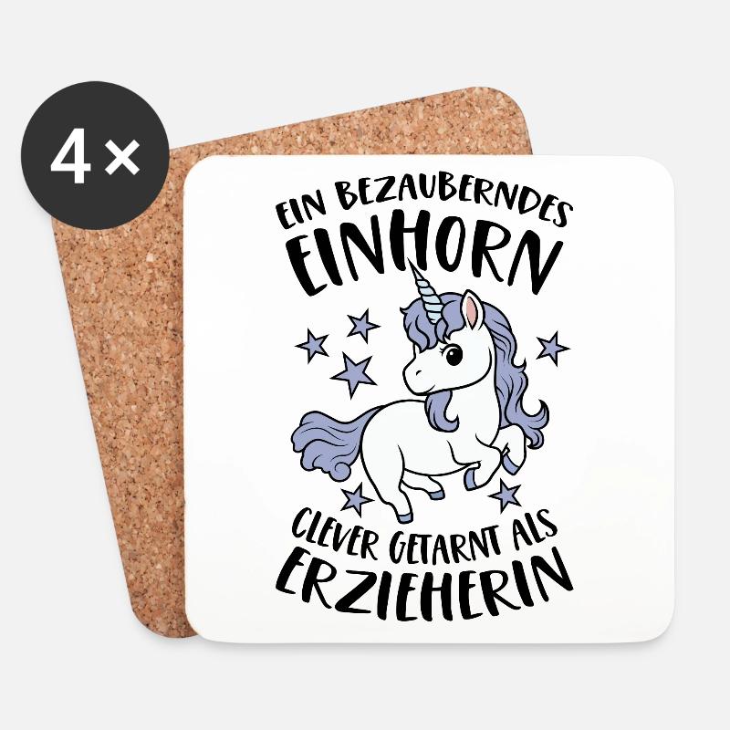 Bezauberndes Einhorn Clever Getarnt als Erzieherin - Untersetzer (4er-Set) - Weiß
