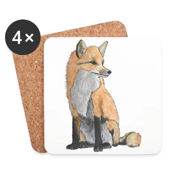 Red fox - Coasters (set of 4) - white - Front