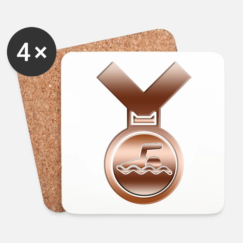 Bronze Swimming Award Medaille - Untersetzer (4er-Set) - Weiß