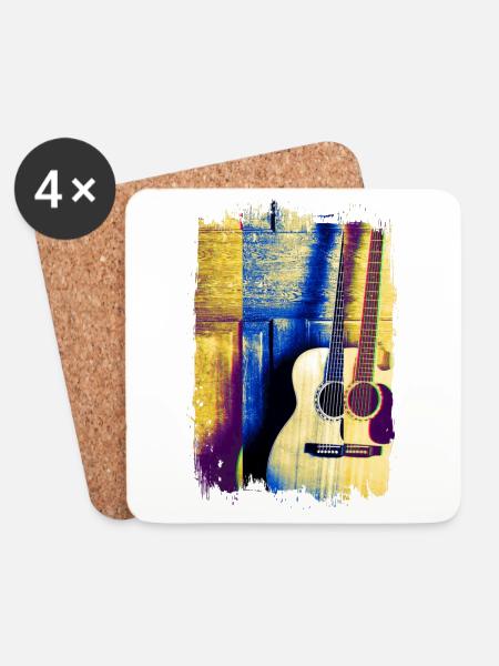 Acoustic Guitar Guitar Acoustic Guitar Music - Coasters (set of 4) - white