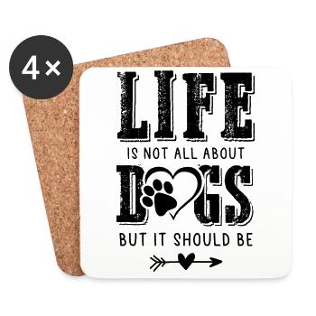 Chien drôle de sort - Dessous de verre (lot de 4) - blanc - Devant