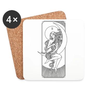 Zodiac sign - Virgo - Line - pos - Coasters (set of 4) - white - Front