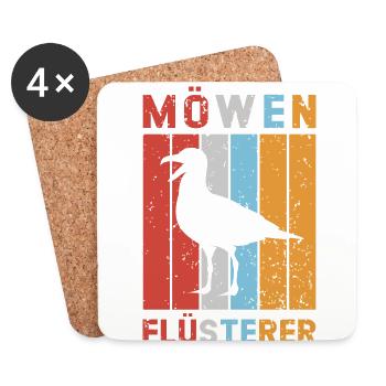 Möwen Flüsterer Möwe Nordsee Ostsee Vintage - Untersetzer (4er-Set) - Weiß - Vorne
