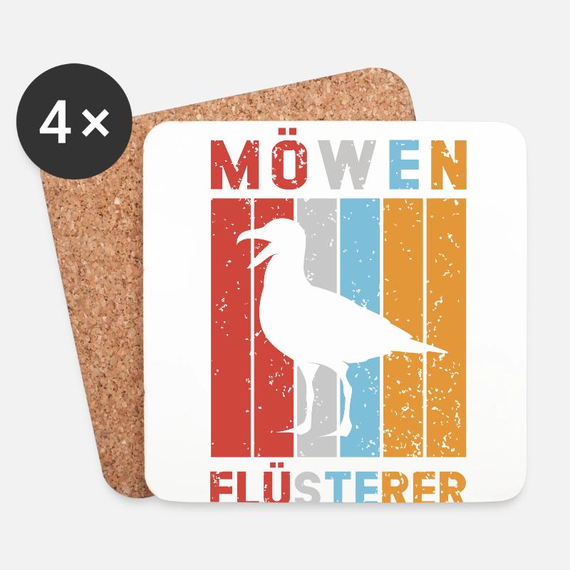 Möwen Flüsterer Möwe Nordsee Ostsee Vintage - Untersetzer (4er-Set) - Weiß