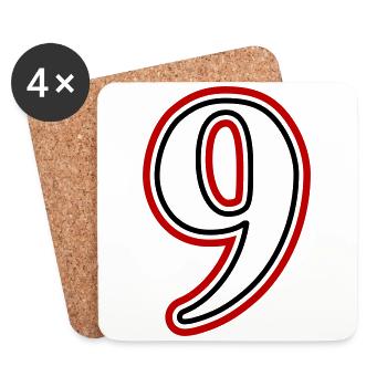 9 Numéro de numéro - Dessous de verre (lot de 4) - blanc - Devant