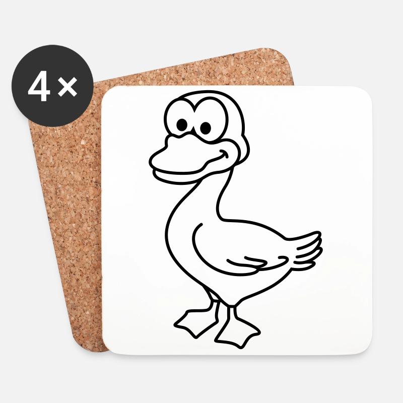 Ente Comic Tier - Untersetzer (4er-Set) - Weiß