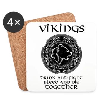 Ours Berserker Viking - Dessous de verre (lot de 4) - blanc - Devant