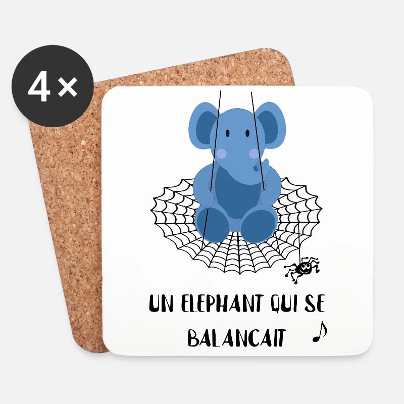 Ein Elefant wiegt sich... (Kinderreim) - Untersetzer (4er-Set) - Weiß