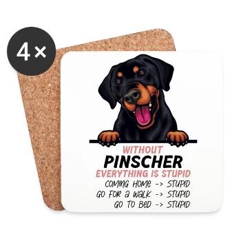 Ohne Pinscher ist alles doof - Untersetzer (4er-Set) - Weiß - Vorne