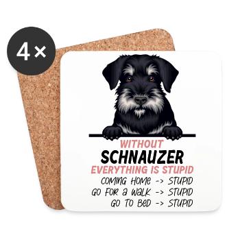 Ohne Schnauzer ist alles doof - Untersetzer (4er-Set) - Weiß - Vorne