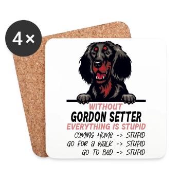 Ohne Gordon Setter ist alles doof - Untersetzer (4er-Set) - Weiß - Vorne