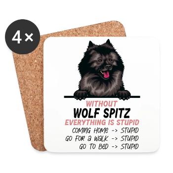 Ohne Wolfsspitz ist alles doof - Untersetzer (4er-Set) - Weiß - Vorne
