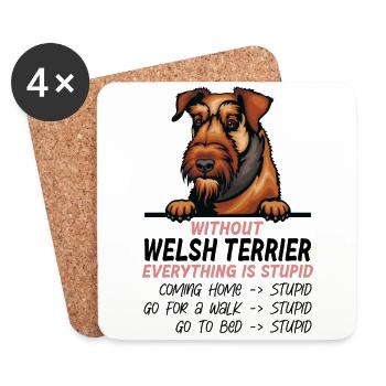 Ohne Welsh Terrier ist alles doof - Untersetzer (4er-Set) - Weiß - Vorne