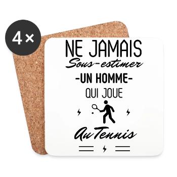 Ne jamais Sous estimer un Homme qui joue au Tennis - Dessous de verre (lot de 4) - blanc - Devant