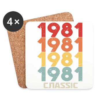 1981 Jubilé en style vintage classique 1981 - Dessous de verre (lot de 4) - blanc - Devant
