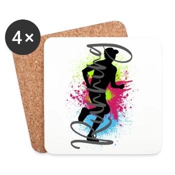 Running Sport Jogger Läufer Rennen Laufen Joggen - Untersetzer (4er-Set) - Weiß - Vorne
