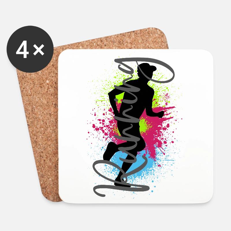 Course à pied Sport Jogger Runner Course à pied Jogging - Dessous de verre (lot de 4) - blanc