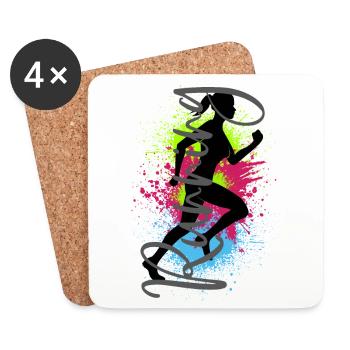 Running Sports Woman Jogger Runner Running Running - Coasters (set of 4) - white - Front