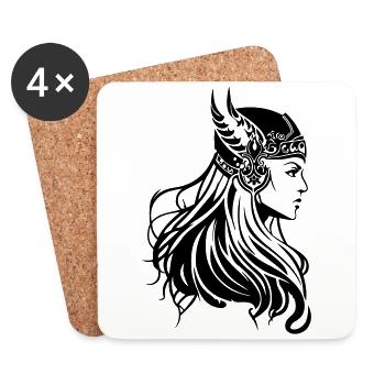 Viking Woman Warrior Viking - Coasters (set of 4) - white - Front