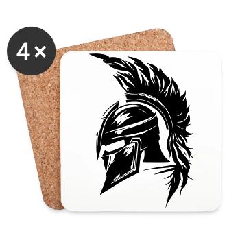 Spartan Helmet Gladiator Sparta - Coasters (set of 4) - white - Front