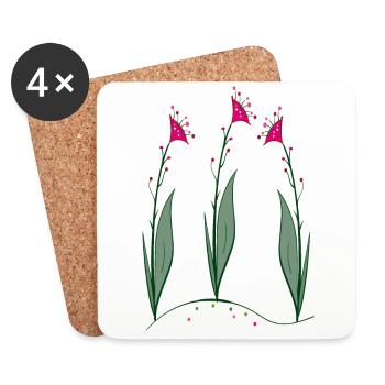 Fleurs, Fleurs - Dessous de verre (lot de 4) - blanc - Devant
