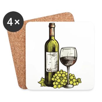 Wine Glass WineGrapes Wine - Coasters (set of 4) - white - Front